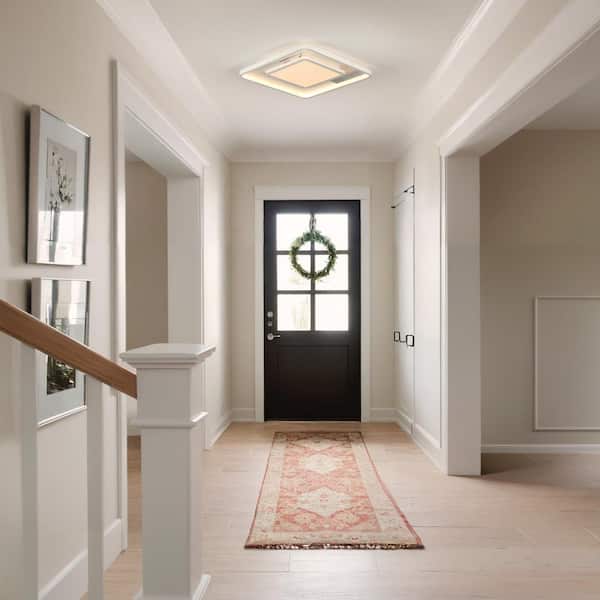 TOZING 15.8 in. Indoor Modern White Square Frame Dimmable Integrated LED Flush Mount Smart Ceiling Light with Remote Control