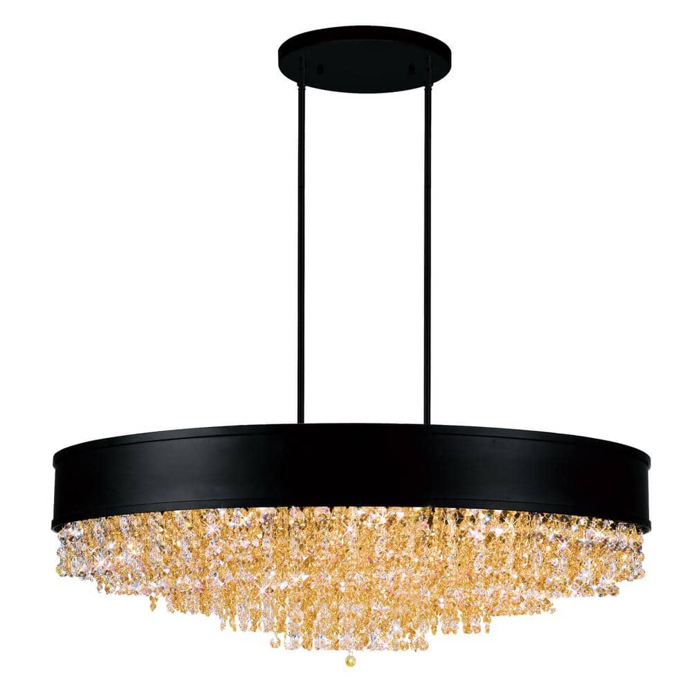 Medina Black Drum Shade Chandelier with Crystal Beads