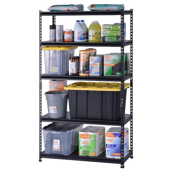 5-Tier Steel Garage Storage Shelving Unit in Black (42 in. W x 72 in. H x 18 in. D)