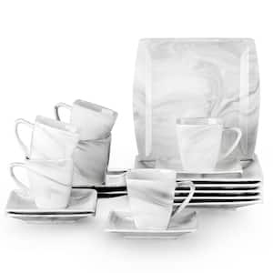 Blance 18-Piece Porcelain Marble Gray Dinnerware Set (Service for 6)