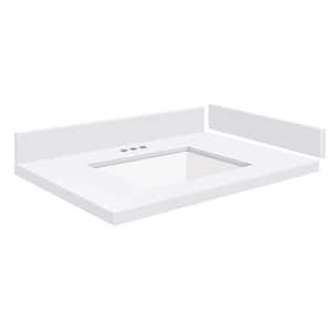 Silestone 27.5 in. W x 22.25 in. D Quartz White Rectangular Single Sink Vanity Top in Miami White