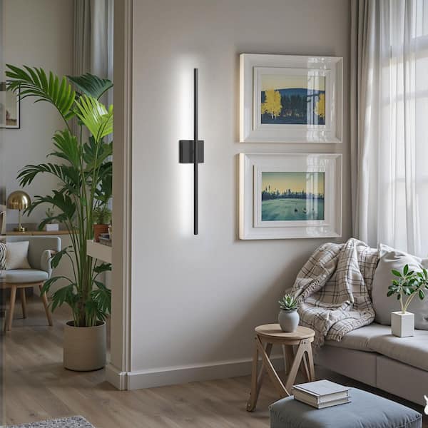 2-Light Black Dimmable Timing LED Wall Sconce with Remote Control, Wireless Installation, USB Charging (2-Pack)