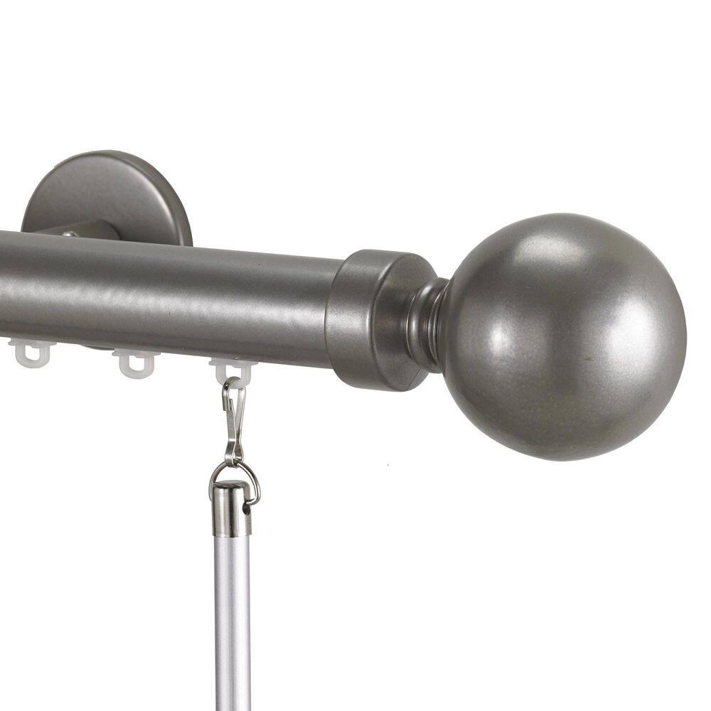 Tekno Pro 96 in. Non-Adjustable 1.13 in. Diameter Traverse Curtain Rod Set with Ball Finial in Silver price history on PriceWatchPro