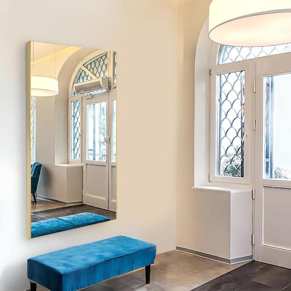 30 in. W x 54 in. H Glassless Mirror with Lightweight, Shatterproof Design and Premium Gold Frame for Home, or Studio