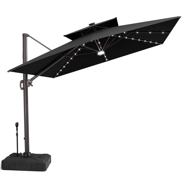 best patio umbrella with sunbrella fabric and weighted stand 10x10ft Best Patio Umbrella with Sunbrella Fabric, UV Resistant Outdoor Cantilever Umbrella, Cast Slate