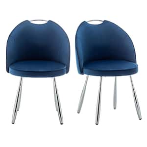 BBAT Blue Fabric Dining Side Chairs with Metal Legs, Set of 2