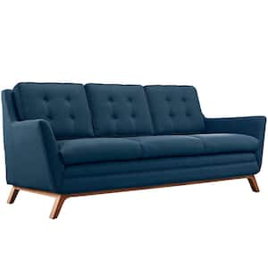 Beguile 83.5 in. Azure Polyester 3-Seater Tuxedo Sofa with Square Arms