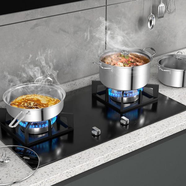 Volenca 12-Piece Stainless Steel Pots and Pans Set with Tempered