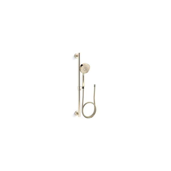 KOHLER Purist 3-Spray Patterns 2.5 GPM 5 in. Wall Mount Fixed Shower Head in Vibrant French Gold