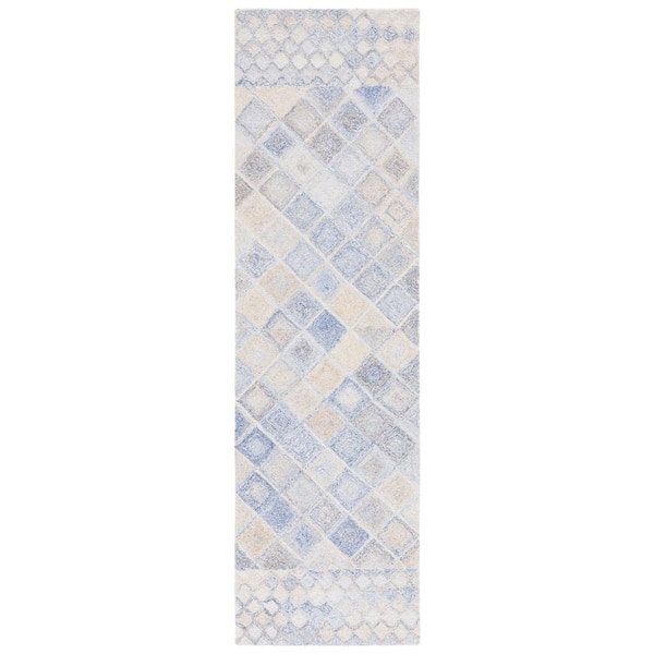 SAFAVIEH Abstract Blue/Gray 2 ft. x 8 ft. Geometric Diamond Runner Rug
