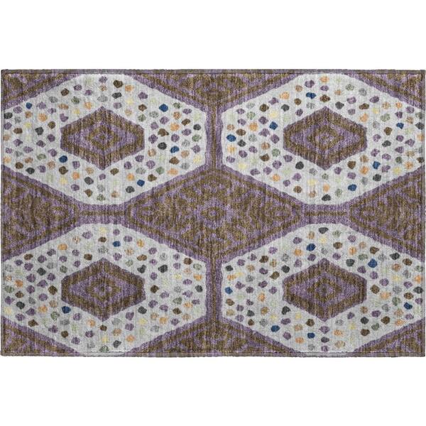 Mayfield Premium Machine Washable Abstract AMF2457 Plum 2 ft. x 3 ft. Accent Rug