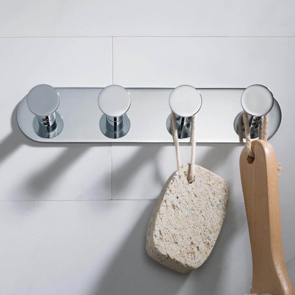 Elie Chrome Wall Mounted Robe Rack with 4 Hooks