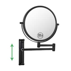 8.7 in. W x 13 in. H Round Metal Framed Magnifying Wall Bathroom Vanity Mirror in Black