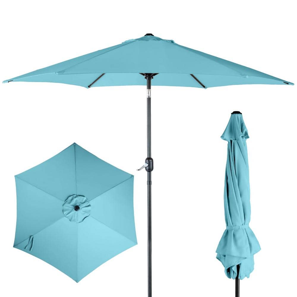 9ft KD Design Waterproof Patio Umbrella 6 Iron Ribs Crank Tilt, Sky Blue price history on PriceWatchPro