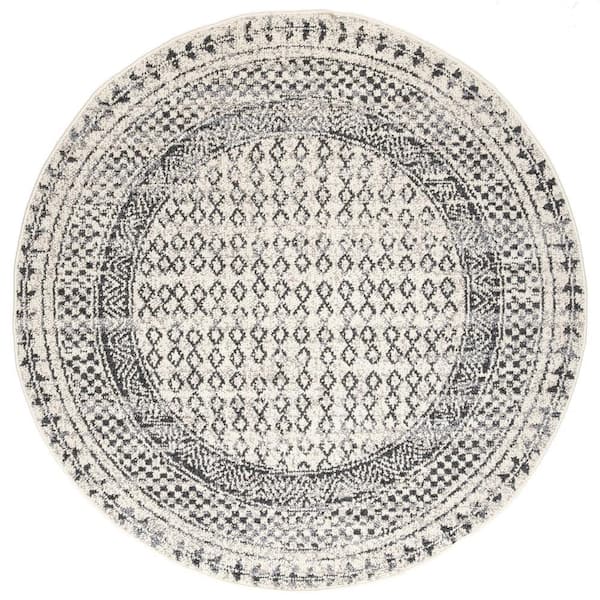 nuLOOM Claudia Diamond Tassel Gray Multi 6 ft. x 6 ft. Indoor Round Rug