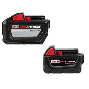 M18 18-Volt Lithium-Ion High Output 12.0Ah Battery Pack w/5.0 Ah Battery