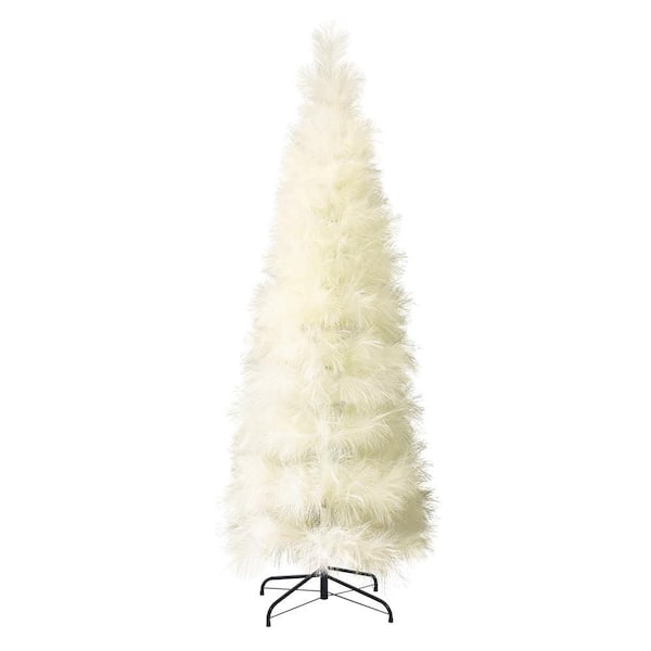 6 ft. Holiday Unlit Slim Pampas Artificial Christmas Tree in Natural Ivory