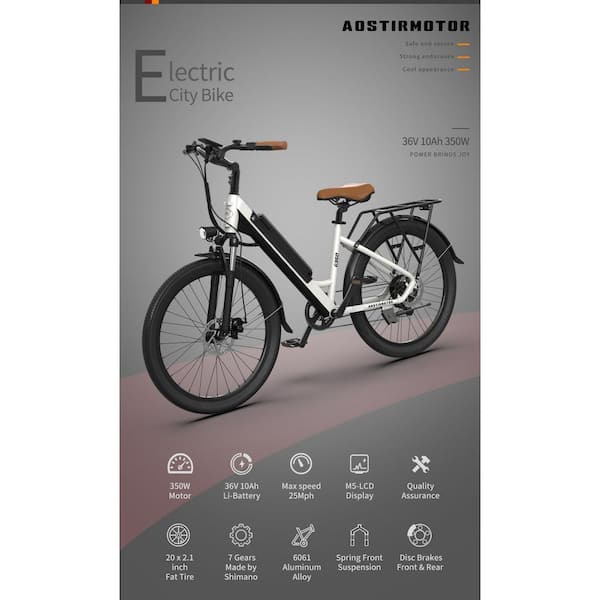 26 in. Tire 350-Watt Electric Bike 36-Volt 10AH Removable Lithium Battery  City Electric Bike for Adults GM-LH-155 - The Home Depot