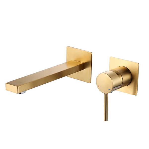 ALEASHA Single Handle Wall Mounted Bathroom Faucet in Gold