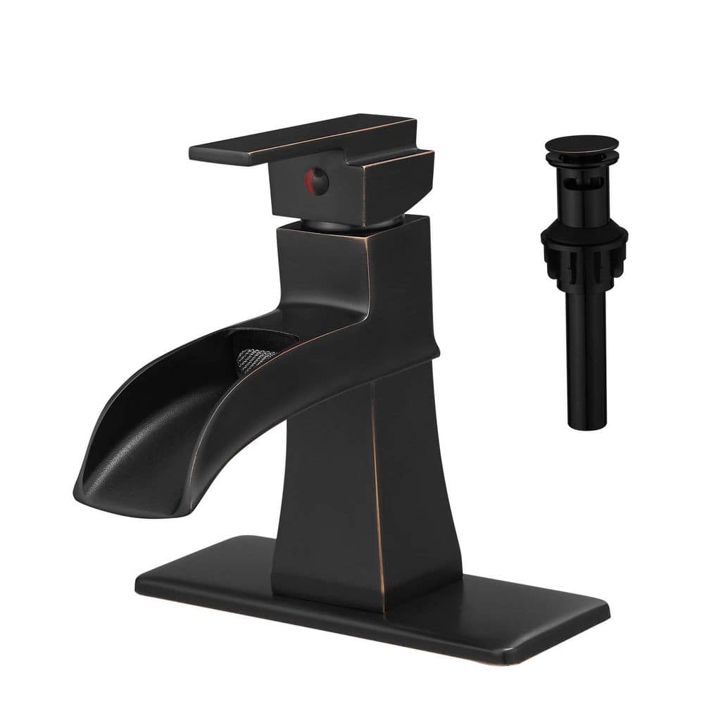Waterfall Single Hole Single Handle Low Arc Bathroom Faucet with Deckplate and Drain Kit in Oil Rubbed Bronze price history on PriceWatchPro