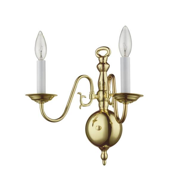 5018-02 Livex Lighting Williamsburg Wall Sconce in Polished Brass 
