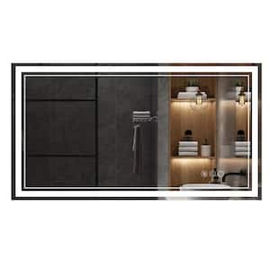 72 in. W x 36 in. H Large Rectangular Frameless Anti-Fog Bright Front LED Light Wall Mounted Bathroom Vanity Mirror