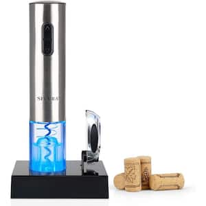 Silver Electric Wine Opener, Automatic Wine Bottle Corkscrew Opener with Foil Cutter, Rechargeable Stainless Steel