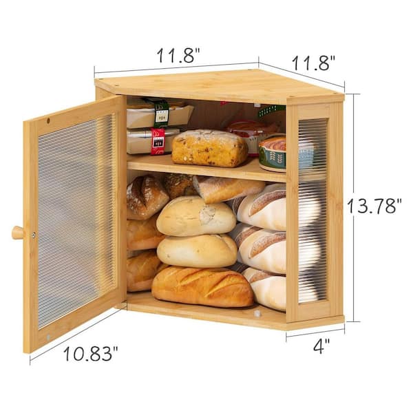 Lynzavix 2-Piece Corner Bread Box Set with Acrylic Wavy Door