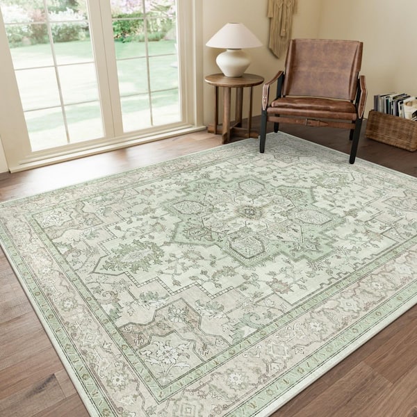 Medallion Oat Light 8 ft. x 10 ft. Persian Area Rug