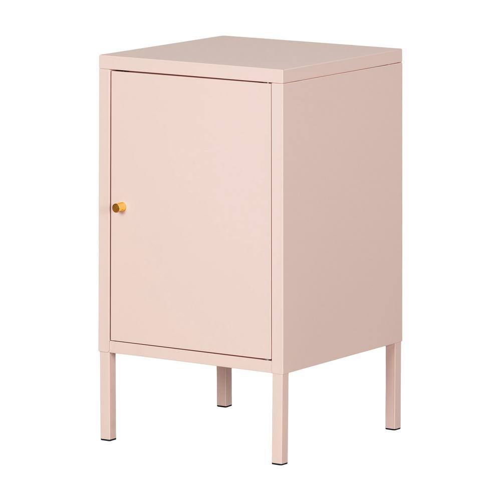 Pale Pink Metal Rectangular End Table with Storage
