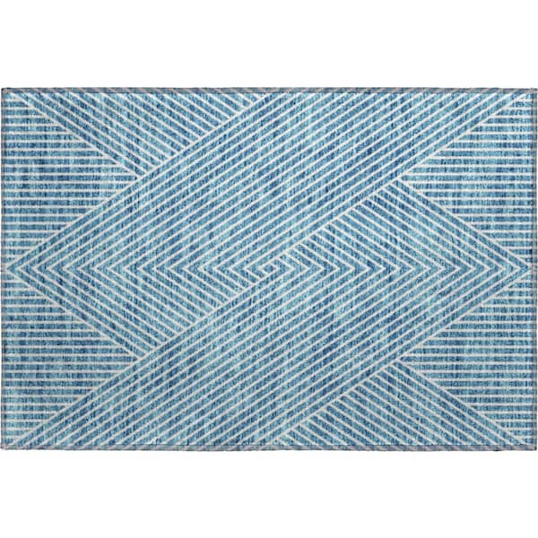 Addison Rugs Mayfield Premium Machine Washable Abstract AMF937 Teal 2 ft. x 3 ft. Area Rug