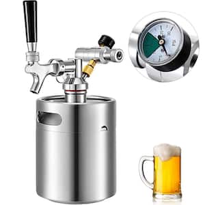Beer Mini Keg 68 Oz. Growler Pressurized Growler 304 Stainless Steel Portable Pressurized Beer Dispenser with Tap Faucet