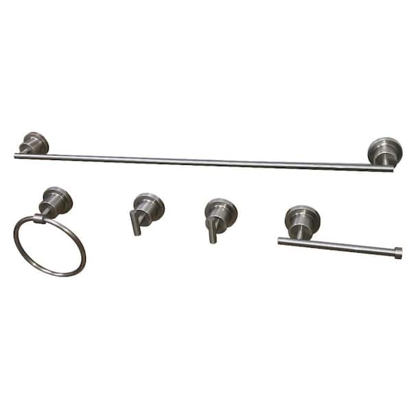 Kingston Brass Modern 5-Piece Bath Hardware Set in Brushed Nickel