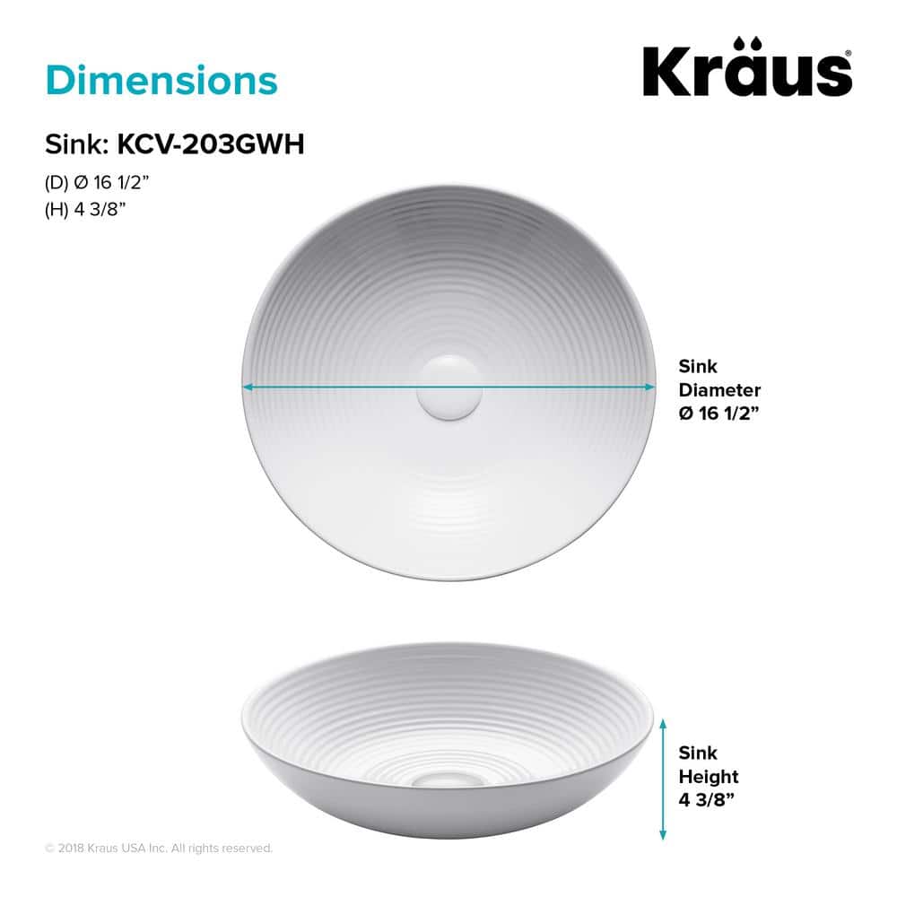 Viva Round White Ceramic Vessel Bathroom Sink, 16 1/2 in.