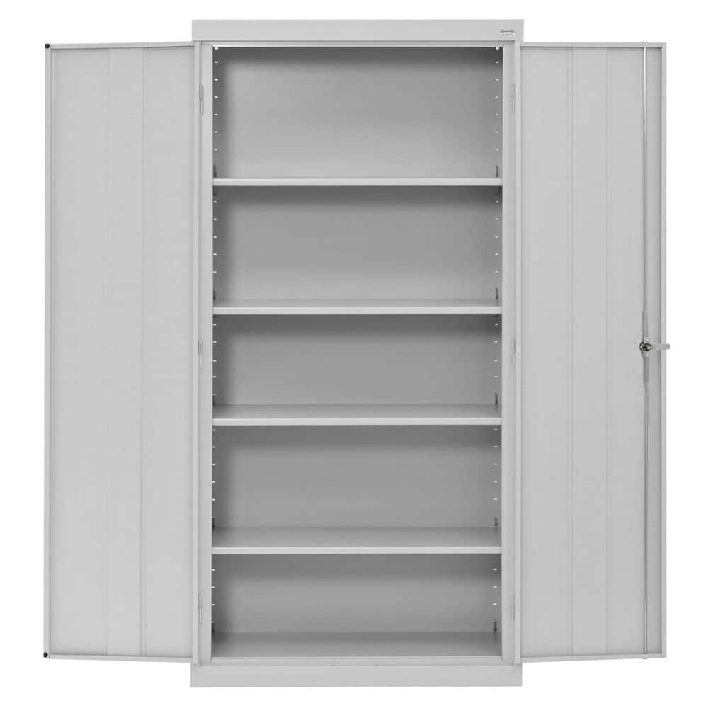 Dove Gray Steel Office Storage Cabinet with Adjustable Shelves