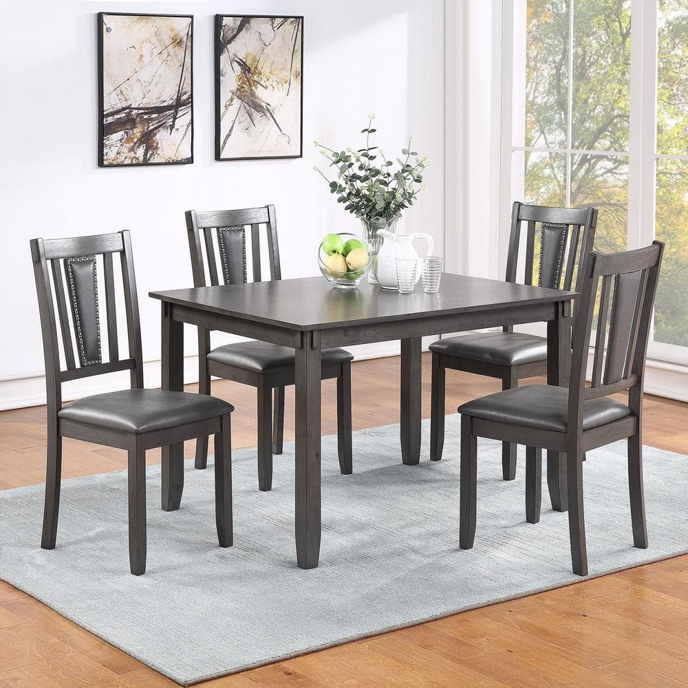 Marcelle 5-Piece, Rectangular, Walnut Wood Top, Dining Room Set, Seats 4 -  SIMPLE RELAX, SR012540