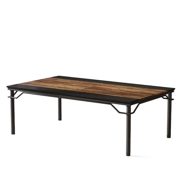 BYBLIGHT 78.7 in. Rectangular Brown and Black Engineered Wood Computer Desk Executive Office Desk for Home Office