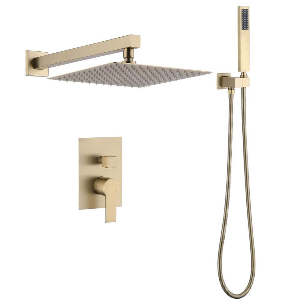 Satico Single Handle 2 -Spray Shower Faucet 1.8 GPM with Pressure Balance in. Brushed Gold