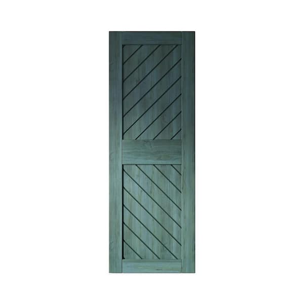 HOMACER XT3 30 in. x 84 in. C-Panel Solid Core Royal Pine Slanted Stripe Design Pine Wood Interior Sliding Barn Door Slab
