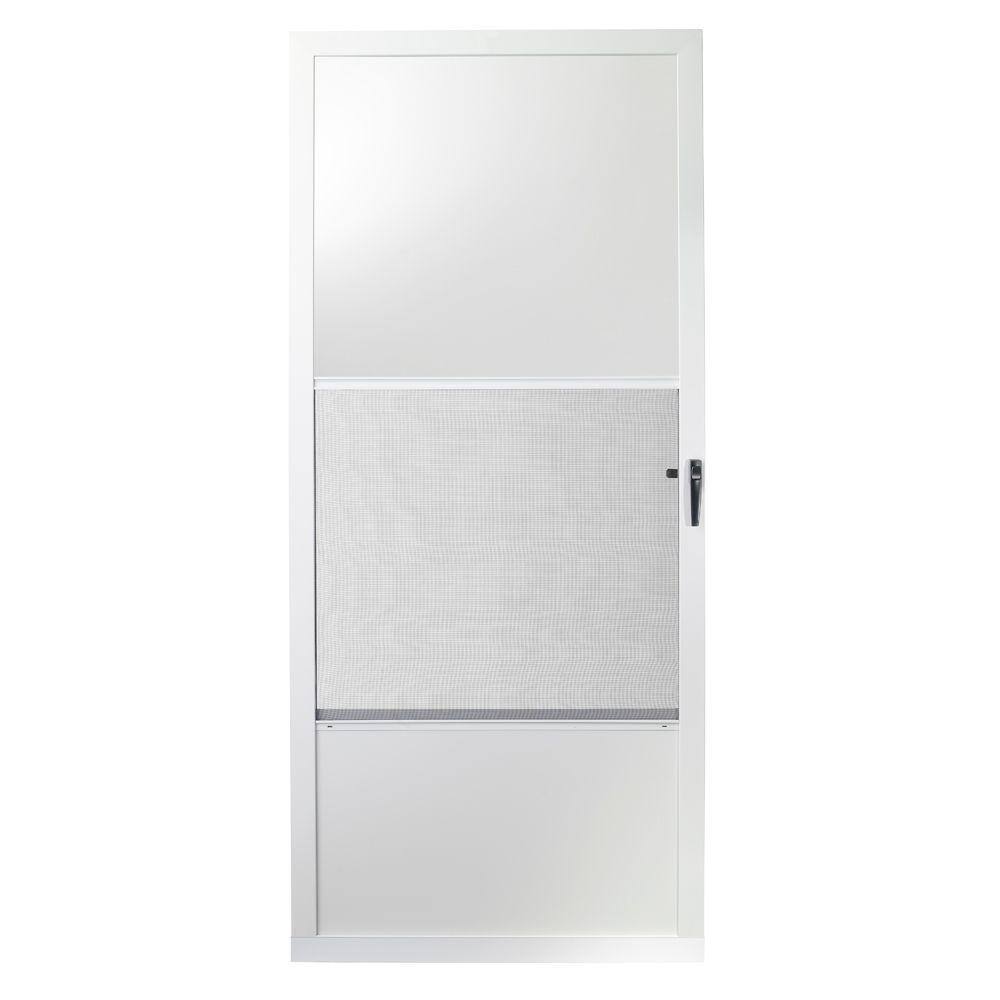 EMCO 30 in. x 80 in. 75 Series White SelfStoring Storm Door E75SS30WH