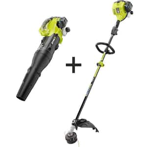 25 cc 2-Stroke Attachment Capable Full Crank Straight Gas Shaft String Trimmer and 25 cc Gas Jet Fan Blower
