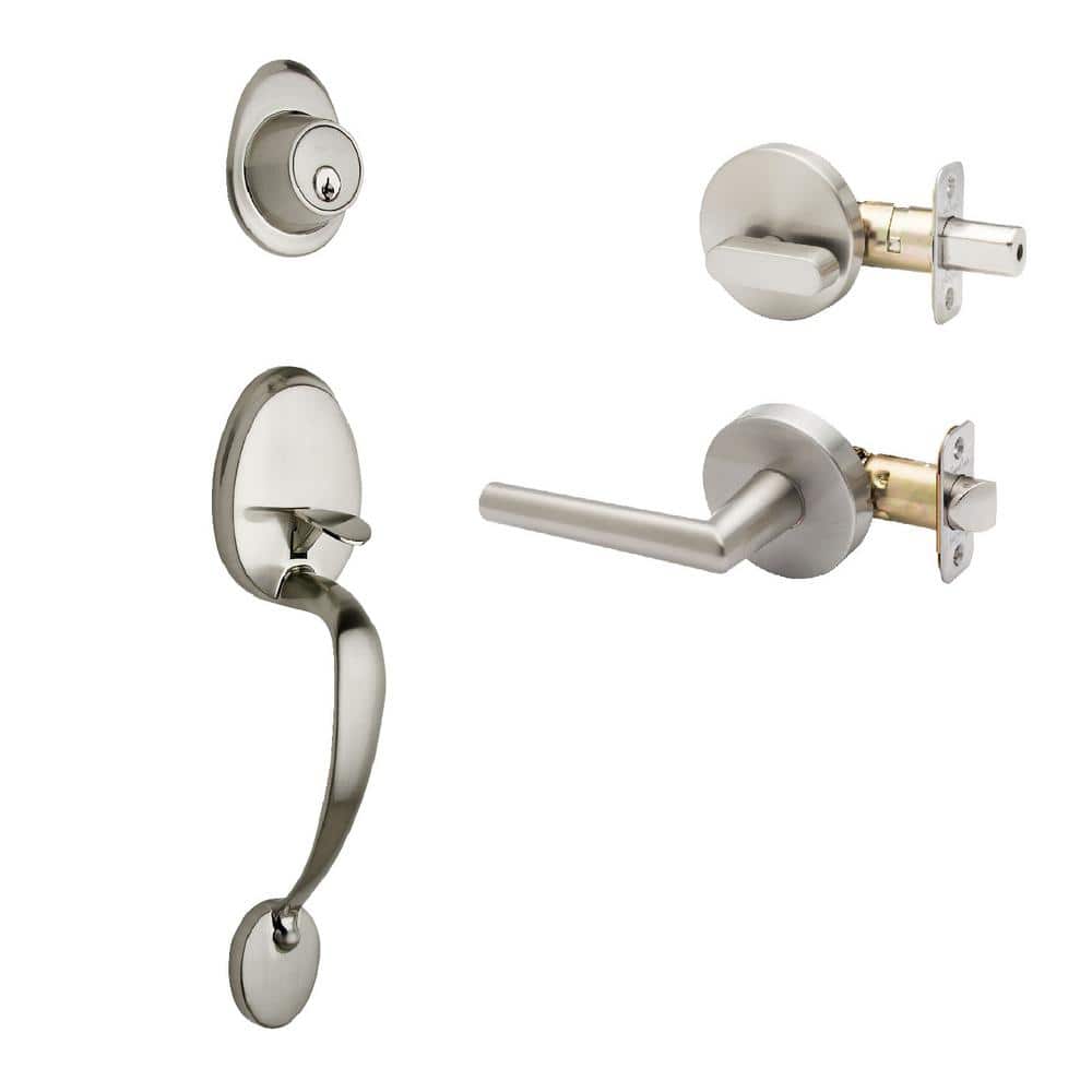 Copper Creek Colonial Satin Stainless Door Handleset and Modern