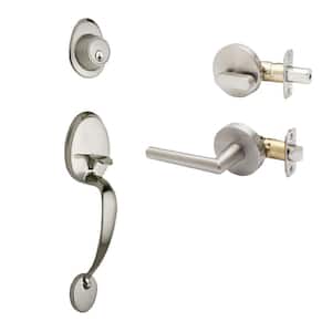 Colonial Satin Stainless Door Handleset and Modern Handle Trim