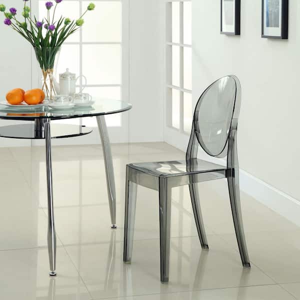 Casper Clear Dining Side Chair Smoked