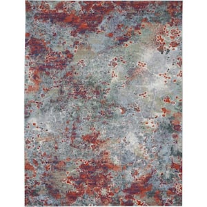 Artworks Seafoam/Brick 10 ft. x 13 ft. Abstract Contemporary Area Rug
