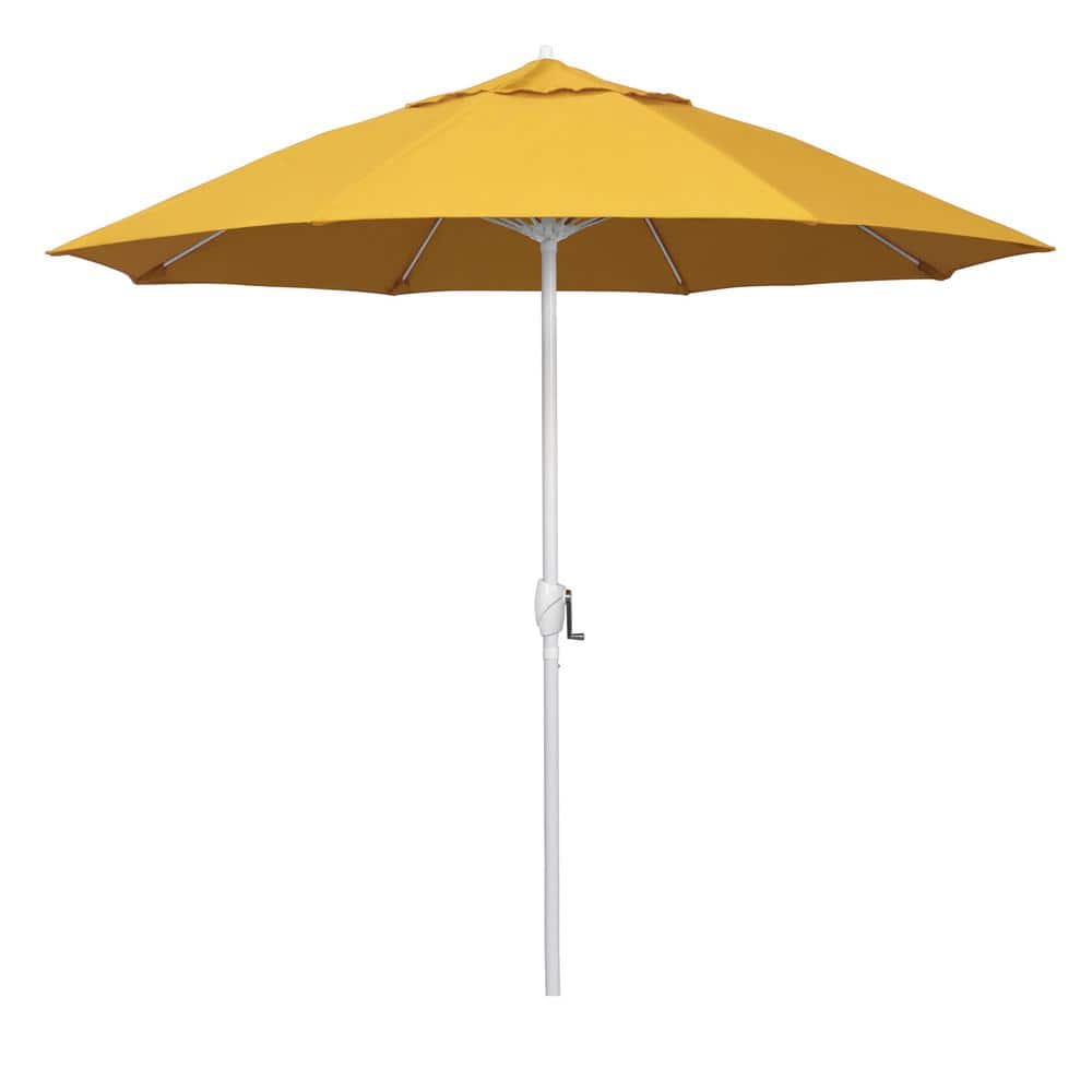 9 ft. Matted White Aluminum Market Patio Umbrella Fiberglass Ribs and Auto Tilt in Sunflower Yellow Sunbrella price history on PriceWatchPro