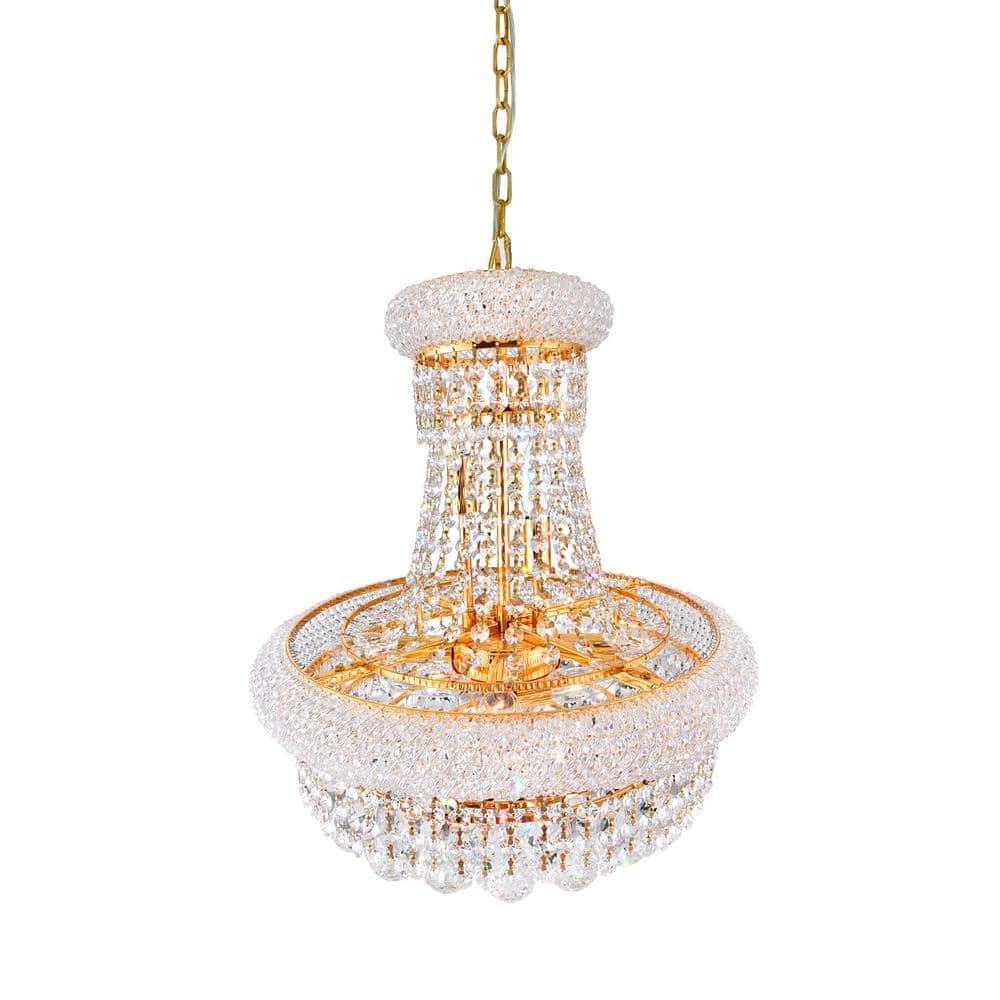 Empire Crystal Elegance 18" Gold Chandelier with Glittering Details