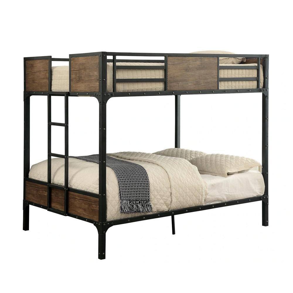 Benjara Black Twin Adjustable Bunk Bed With Ladders BM137419 - The Home ...