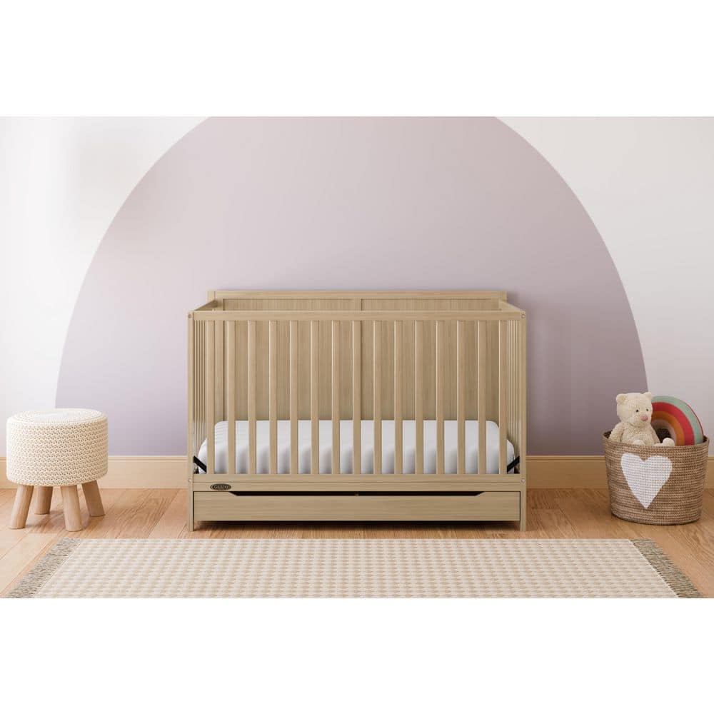 Melrose Driftwood 5-in-1 Convertible Crib with Drawer