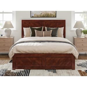 Canyon Walnut Brown Solid Wood Queen Platform Bed with Matching Footboard